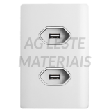 Conjunto USB Duplo 2A 4x2 - Novara Branco Brilhante Cromado